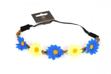 Haarbandje bloemen blauw geel